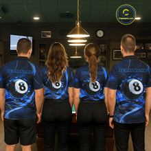 Load image into Gallery viewer, Smoke Cracked Billiard 8 Ball Pool Shirt For Women Custom Billiard Polo &amp; 1/4 Zip Team Attire | Blue NYN3423