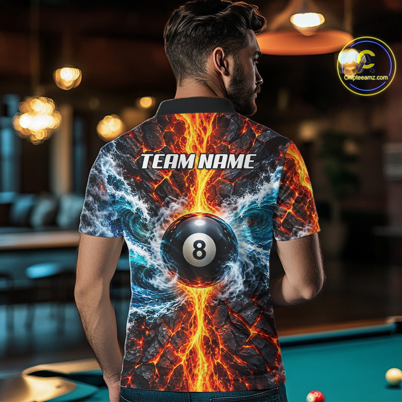 Custom Fire And Ice Dragon 8 Ball Pool Billiard Shirt For Men Personalized Team Name Billiard Apparel NYN4761