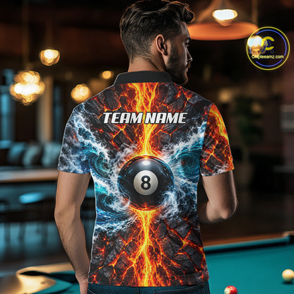 Custom Fire And Ice Dragon 8 Ball Pool Billiard Shirt For Men Personalized Team Name Billiard Apparel NYN4761