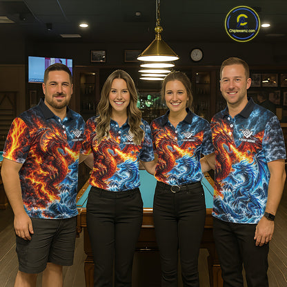 Custom Fire And Ice Dragon 8 Ball Pool Billiard Shirt For Men Personalized Team Name Billiard Apparel NYN4761