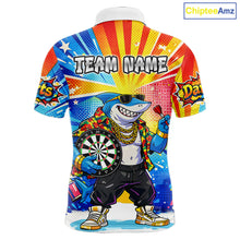 Load image into Gallery viewer, Funny Rich Cool Shark Hold Dartboard Men Darts Polo Shirt Custom Pop Art Dart League Shirt NYN2646