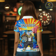 Load image into Gallery viewer, Funny Rich Cool Shark Hold Dartboard Women Darts Polo Shirt Custom Pop Art Dart League Shirt NYN2646