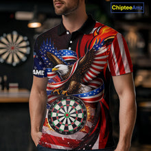 Load image into Gallery viewer, Custom US Flag Funny Eagle Dartboard Darts Men Polo &amp; 1/4-Zip Shirts Patriotic Dart Team Jerseys NYN2805