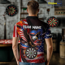 Load image into Gallery viewer, Custom US Flag Funny Eagle Dartboard Darts Men Polo &amp; 1/4-Zip Shirts Patriotic Dart Team Jerseys NYN2805