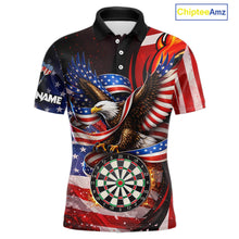 Load image into Gallery viewer, Custom US Flag Funny Eagle Dartboard Darts Men Polo &amp; 1/4-Zip Shirts Patriotic Dart Team Jerseys NYN2805
