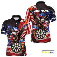Load image into Gallery viewer, Custom US Flag Funny Eagle Dartboard Darts Men Polo &amp; 1/4-Zip Shirts Patriotic Dart Team Jerseys NYN2805