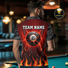 Load image into Gallery viewer, Personalized 8 Ball Red Flames Pool Billiard Polo &amp; 1/4 Zip For Men Custom Camo Billiard Team Jerseys NYN3011