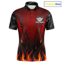 Load image into Gallery viewer, Personalized 8 Ball Red Flames Pool Billiard Polo &amp; 1/4 Zip For Men Custom Camo Billiard Team Jerseys NYN3011