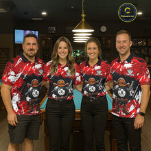 Load image into Gallery viewer, Funny Billiard 8 Ball Cowboy Gun Shirt For Women Custom Grunge Billiard Team Attire | Red NYN3435