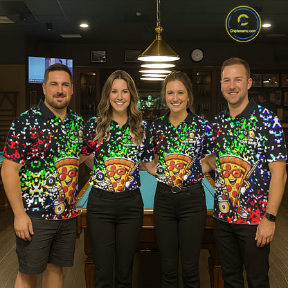 Billiard Shirt For Men Custom Funny Pizza 8 Ball & 9 Ball Pool Jersey Colorful Confetti Billiard Apparel NYN4382
