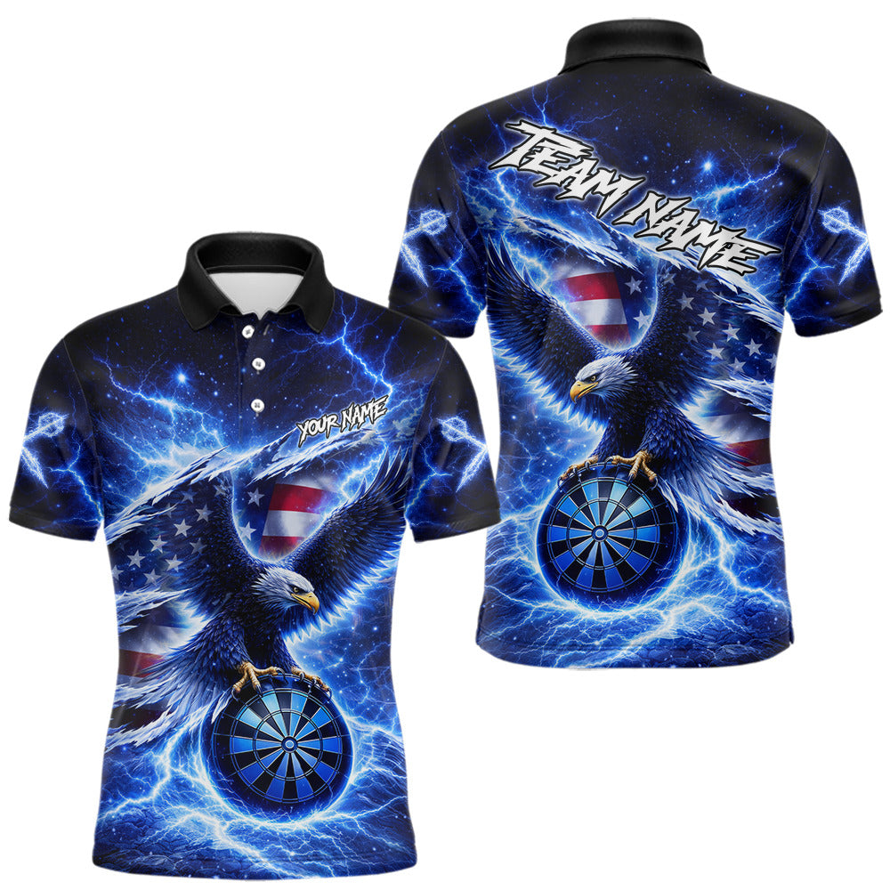 Thunder Torn US Flag Eagle Dartboard Men Darts Polo Shirt Custom Patriotic Dart League Shirt NYN2649