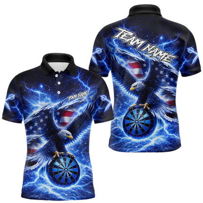Thunder Torn US Flag Eagle Dartboard Men Darts Polo Shirt Custom Patriotic Dart League Shirt NYN2649
