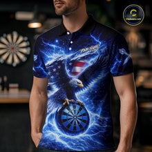 Load image into Gallery viewer, Thunder Torn US Flag Eagle Dartboard Men Darts Polo Shirt Custom Patriotic Dart League Shirt NYN2649