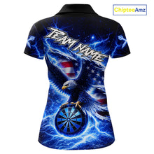 Load image into Gallery viewer, Thunder Torn US Flag Eagle Dartboard Women Darts 1/4-Zip Shirt Custom Patriotic Dart League Shirt NYN2649