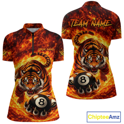 Red Flames Wolf Claw Hold 8 Ball 3D Unique Billiard Shirt For Women Personalized Pool Balls Shirts NYN2651