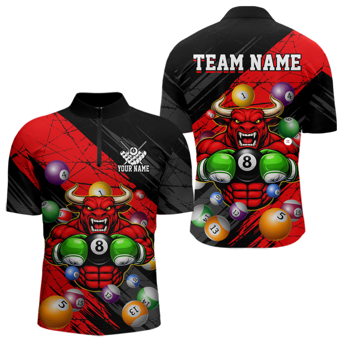 Load image into Gallery viewer, Boxing Bull Hold 8 Ball Pool Funny Billiard Shirt For Men Personalized Pool Balls Billiard Shirts NYN2652