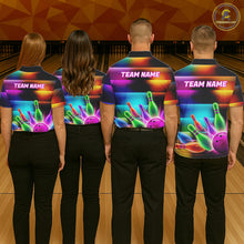 Load image into Gallery viewer, Mens Neon Light Bowling Team Shirts Personalized Colorful Ball &amp; Pins Bowling Attire NYN3449