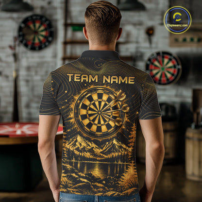Personalized Cowboy Deer Darts Team Shirt For Men Custom Name Vintage Gold Dartboard Darts Gifts NYN4390