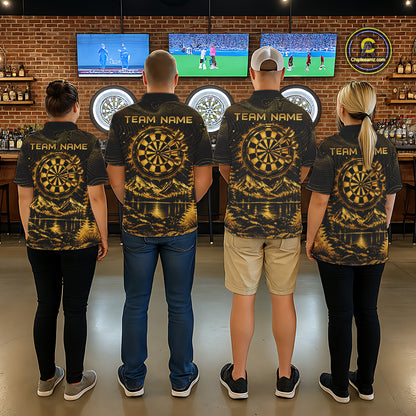 Personalized Cowboy Deer Darts Team Shirt For Men Custom Name Vintage Gold Dartboard Darts Gifts NYN4390