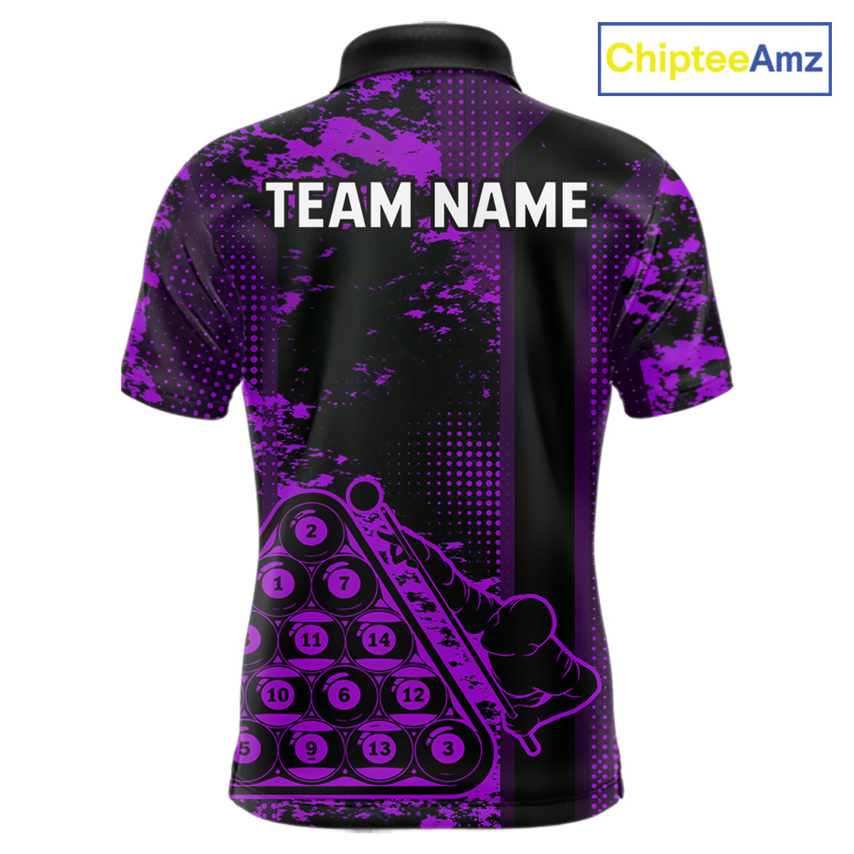 Purple Grunge Human Playing Ball Pool Men Polo & 1/4-Zip Shirt Custom Billiards Ball Jerseys NYN2431