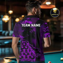 Load image into Gallery viewer, Purple Grunge Human Playing Ball Pool Men Polo &amp; 1/4-Zip Shirt Custom Billiards Ball Jerseys NYN2431