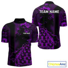 Load image into Gallery viewer, Purple Grunge Human Playing Ball Pool Men Polo &amp; 1/4-Zip Shirt Custom Billiards Ball Jerseys NYN2431