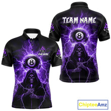 Load image into Gallery viewer, Grim Reaper Thunder Purple 8 Ball Pool Men Polo &amp; 1/4-Zip Shirt Custom Billiards Ball Jerseys NYN2432
