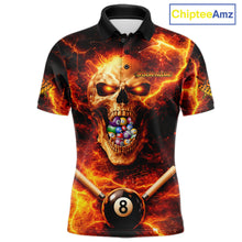 Load image into Gallery viewer, Thunder Red Skull Billiard 8 Ball &amp; Sticks Billiard Shirt For Men Personalized Billiard Ball Shirts NYN2655