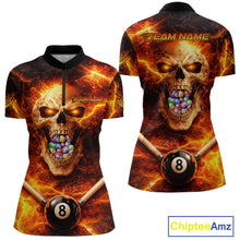 Load image into Gallery viewer, Thunder Red Skull Billiard 8 Ball &amp; Sticks Billiard Shirt For Women Personalized Billiard Ball Shirts NYN2655