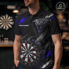 Load image into Gallery viewer, Male model wearing Black Blue Cobra Darts Polo, Personalized Tournament Uniform