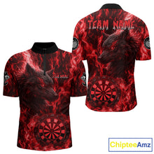 Load image into Gallery viewer, Custom Black Blue Flames Wolf Dartboard Dart Men Quarter-Zip Shirt Outfits Dart Jerseys NYN1618