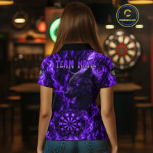 Load image into Gallery viewer, Custom Black Red Flames Wolf Dartboard Dart Women Polo Shirt Outfits Dart Jerseys NYN1619