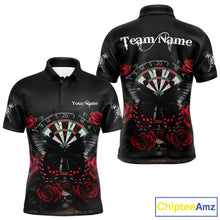 Load image into Gallery viewer, Red Roses Dartboard Butterfly Skull Custom Men Darts Polo Shirt Dart Team Jerseys NYN1910