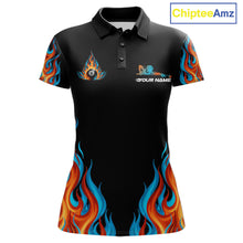 Load image into Gallery viewer, Red And Blue Flames 8 Ball Pool Billiard Team Shirt For Women Custom Billiard Balls Jerseys NYN2441