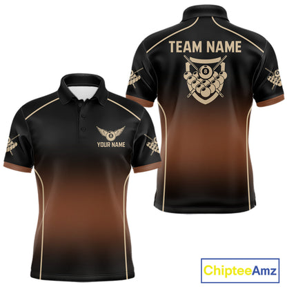 Black And Brown 8 Ball Pool Men Billiard Polo & 1/4-Zip Shirt Custom Billiard Balls Jerseys NYN2442