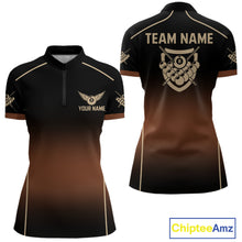 Load image into Gallery viewer, Black And Brown 8 Ball Pool Women Billiard Polo &amp; 1/4-Zip Shirt Custom Billiard Balls Jerseys NYN2442