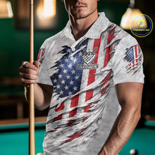 Load image into Gallery viewer, Personalized White Grunge American Flag Skull Pool 8 Ball Men's Billiard Team Shirt Billiard Attire NYN2671