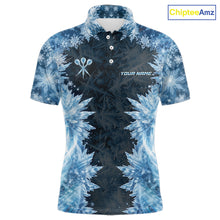 Load image into Gallery viewer, Icy Snowflake Blue Dartboard Men Darts Polo &amp; 1/4-Zip Shirts Custom Darts Clothing Team Shirt Jersey NYN3034