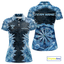 Load image into Gallery viewer, Icy Snowflake Blue Dartboard Women Darts Polo &amp; 1/4-Zip Shirts Custom Darts Clothing Team Shirt Jersey NYN3034