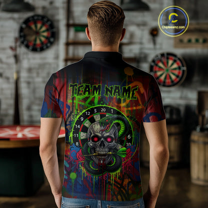 Colorful Cobra Skull Dartboard Custom Graffiti Men Darts Polo Shirt Shark Dart Jerseys NYN1924