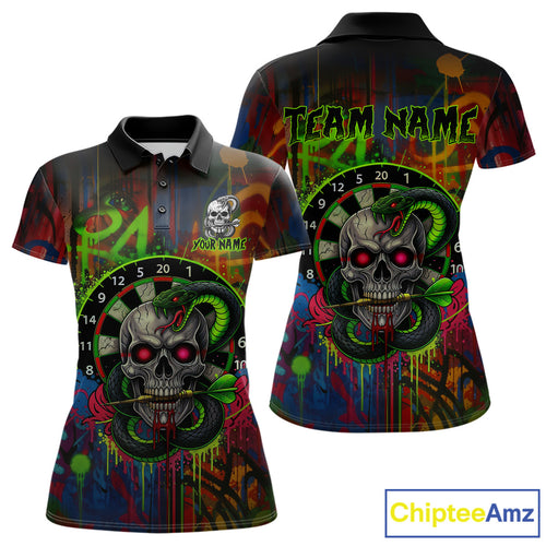 Colorful Cobra Skull Dartboard Custom Graffiti Women Darts Polo Shirt Shark Dart Jerseys NYN1924