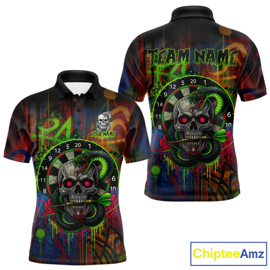 Colorful Cobra Skull Dartboard Custom Graffiti Men Darts Polo Shirt Shark Dart Jerseys NYN1924