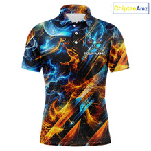 Load image into Gallery viewer, Icy And Fire Flame Dartboard Men Dart Polo &amp; 1/4-Zip Shirt Custom Red And Blue Dart Team Attire NYN3210