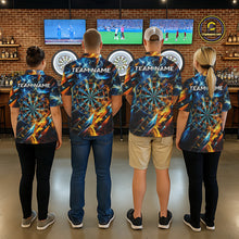 Load image into Gallery viewer, Icy And Fire Flame Dartboard Men Dart Polo &amp; 1/4-Zip Shirt Custom Red And Blue Dart Team Attire NYN3210