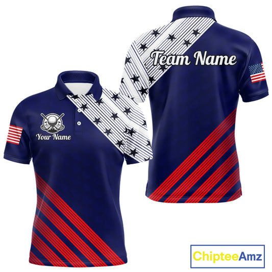 Golf Polo Shirt For Men Patriotic US Flag Stars Stripes Jersey Personalized Golf Player Team Shirt NYN4422