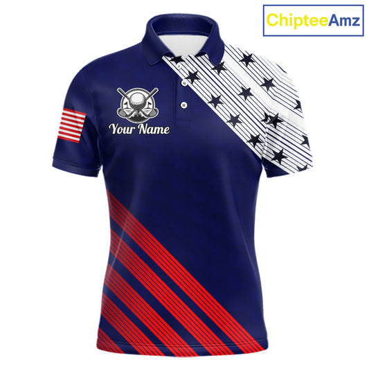 Golf Polo Shirt For Men Patriotic US Flag Stars Stripes Jersey Personalized Golf Player Team Shirt NYN4422