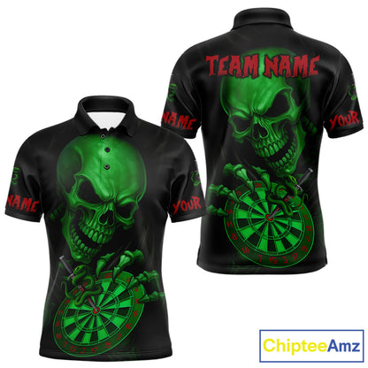 Custom Blood Cobra Green Dartboard Skeleton Dart Men Polo Jerseys Dart Team Shirt NYN1652