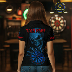 Custom Blood Cobra Blue Dartboard Skeleton Dart Women Polo Jerseys Dart Team Shirt NYN1653