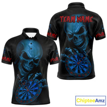 Load image into Gallery viewer, Custom Blood Cobra Blue Dartboard Skeleton Dart Men Polo Jerseys Dart Team Shirt NYN1653