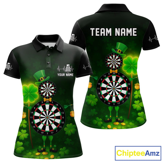Personalized Funny Dartboard Patrick Day Women Darts Polo Shirts Shamrock Dart Team Gifts NYN2185